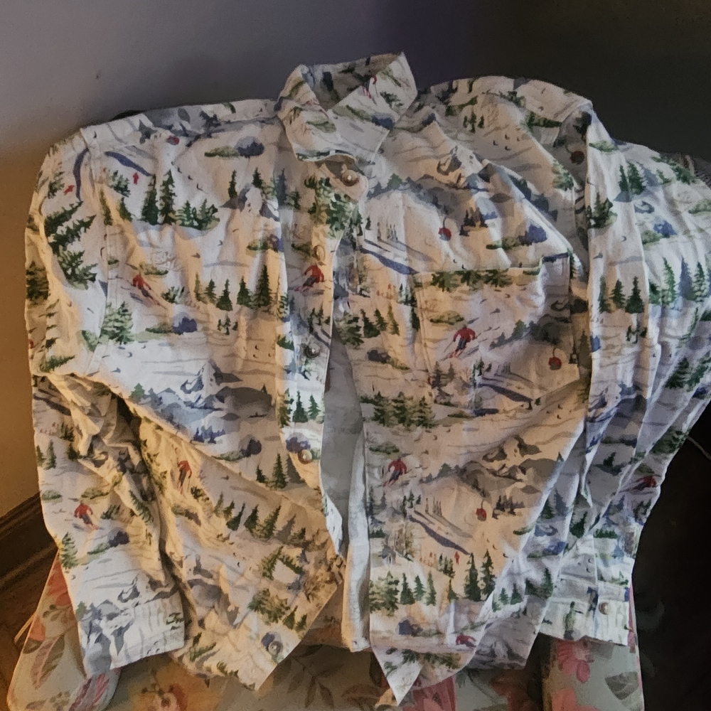 Scenic Print Button-Up Shirt